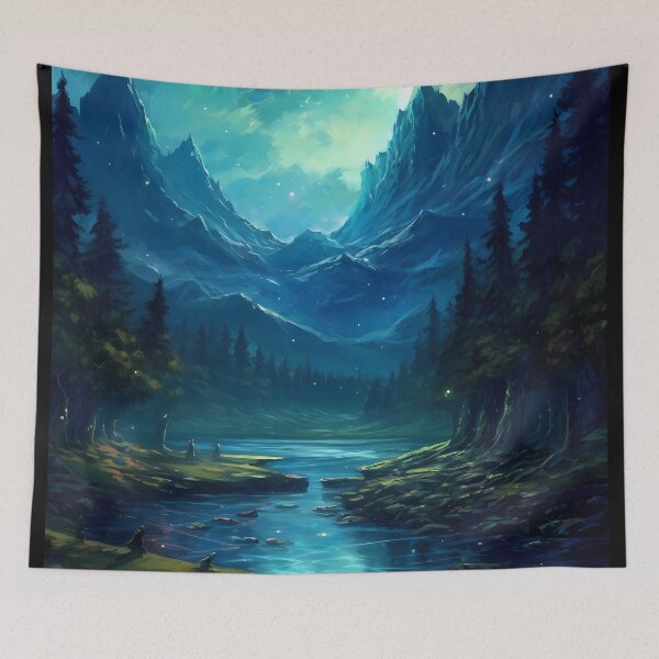 Item preview, Forest, River, Trees & Moon designed and sold by GiveMeMood.