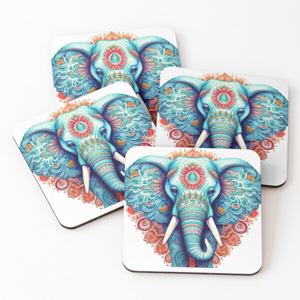 Item preview,  Elephant Book cover with white isolated background for animal mandala coloring book designed and sold by jetaiart.