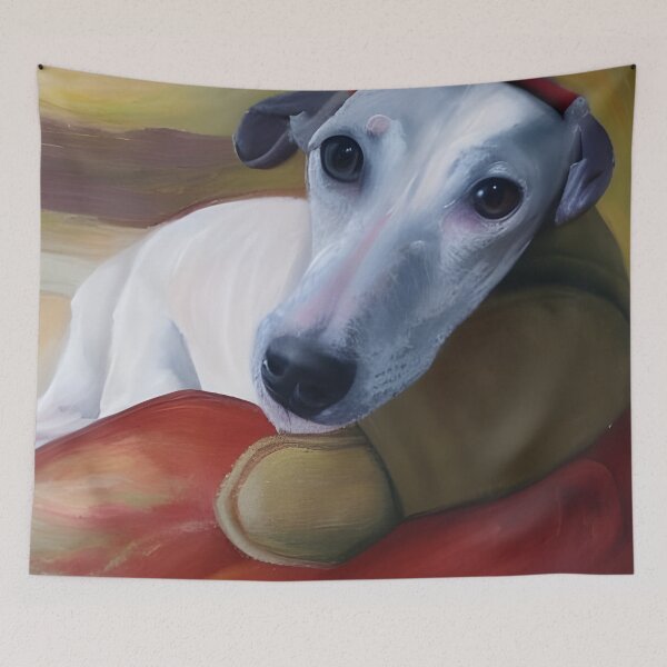 Item preview, Whippet on a sofa Portrait designed and sold by Ameiva-Apparel.