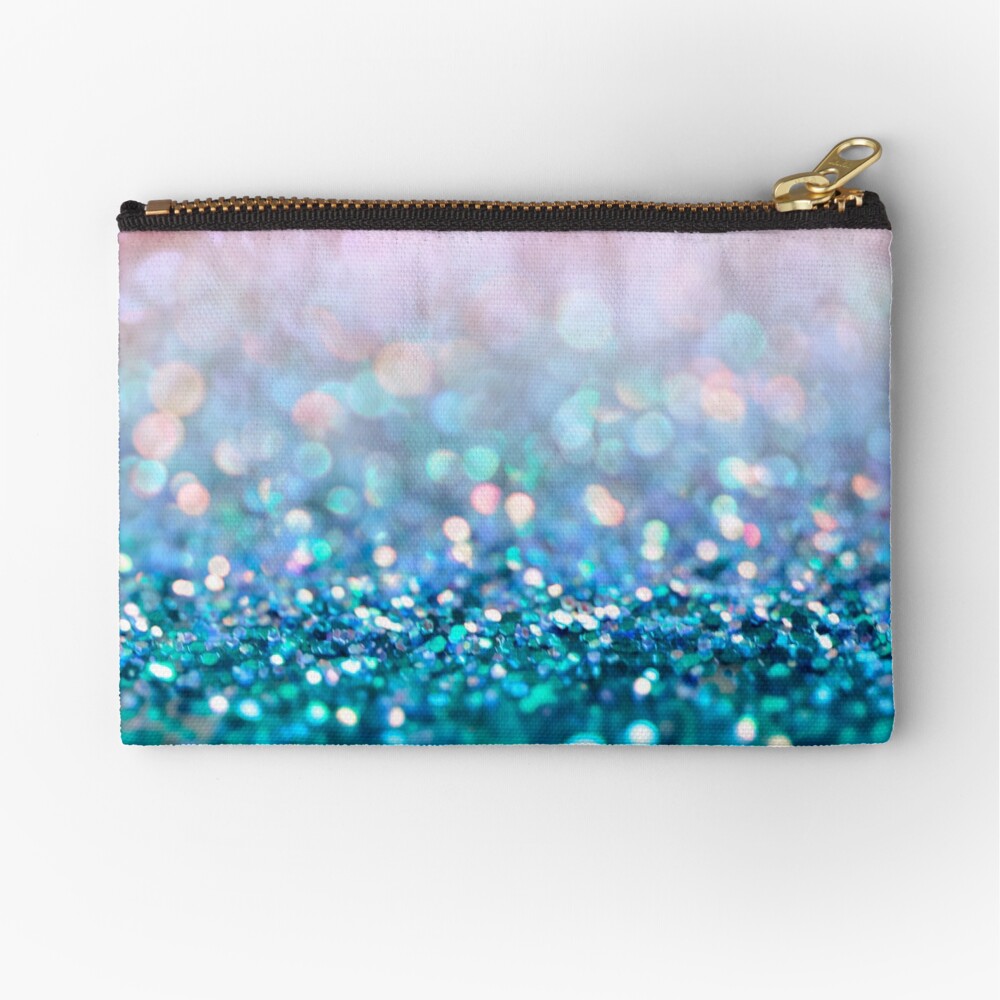Mermaid Rose Gold and Teal Blush Glitter Zipper Pouch