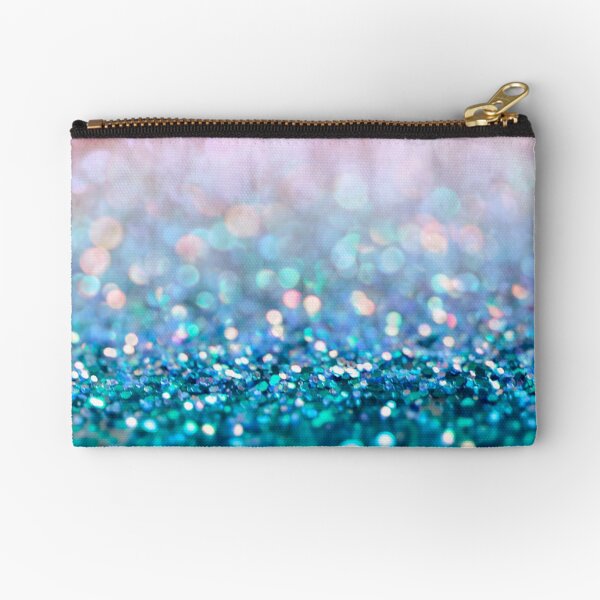 Mermaid Rose Gold and Teal Blush Glitter Zipper Pouch