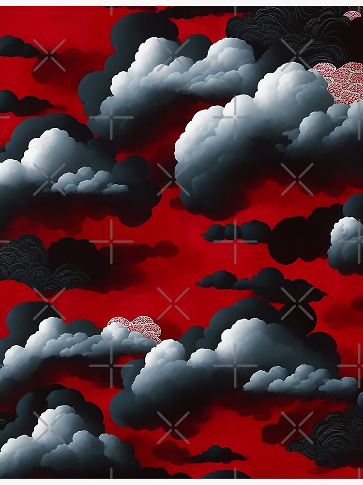 Pegatina for Sale con la obra «Velo Escarlata Nubes Rojas y Negras» de  Permana96