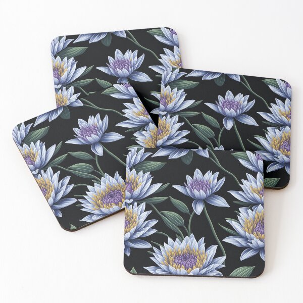 Item preview, Pattern of colorful Flowers of Water Lily in white designed and sold by kiyaansh16.