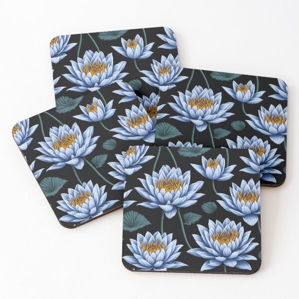Item preview, Pattern of colorful Flowers of Water Lily in white designed and sold by kiyaansh16.