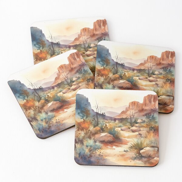 Item preview, Sunset Over the Distant Mountains - Boho Desert Landscape Watercolors designed and sold by GVRDesign.
