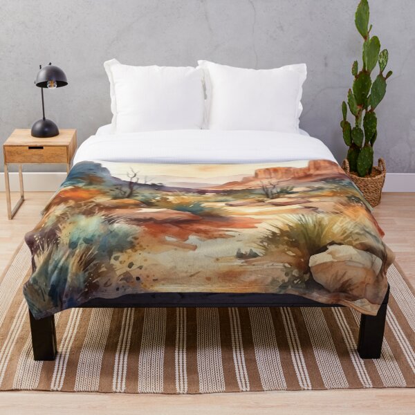 Artikelvorschau, Sonnenuntergang über den fernen Bergen – Boho-Wüstenlandschafts-Aquarelle entworfen und verkauft von GVRDesign.