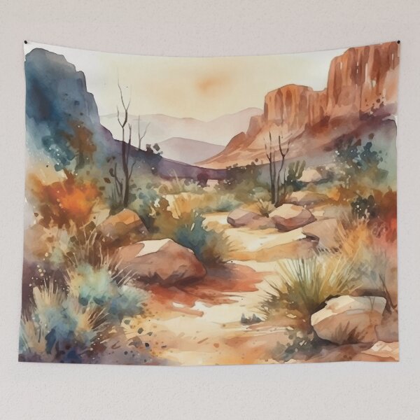 Item preview, Sunset Over the Distant Mountains - Boho Desert Landscape Watercolors designed and sold by GVRDesign.