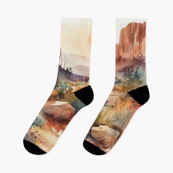Item preview, Sunset Over the Distant Mountains - Boho Desert Landscape Watercolors designed and sold by GVRDesign.