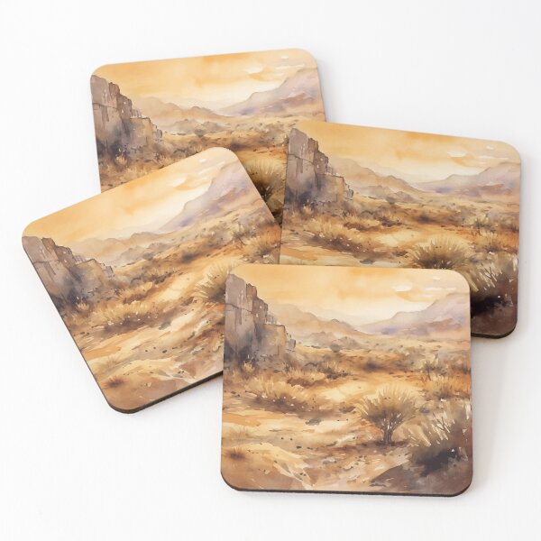 Item preview, The Desert in Golden Hues - Boho Desert Landscape Watercolors designed and sold by GVRDesign.