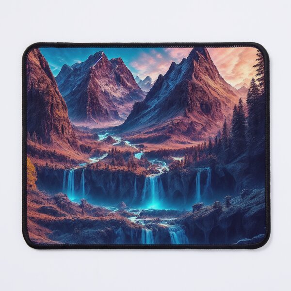 Item preview, Mountain Waterfall Landscapes With Multiple Tiers or Levels of Waterfalls, Creating a Multi-Layered and Visually Captivating Scene, Ai Generated Art designed and sold by AiGens.