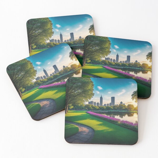 Item preview,  City Park Landscapes With a Serene and Peaceful Atmosphere, Inviting Visitors to Relax and Enjoy Nature in the Midst of the Bustling City, Ai Generated Art designed and sold by AiGens.