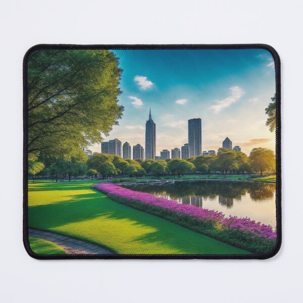 Item preview, City Park Landscapes With a Serene and Peaceful Atmosphere, Inviting Visitors to Relax and Enjoy Nature in the Midst of the Bustling City, Ai Generated Art designed and sold by AiGens.