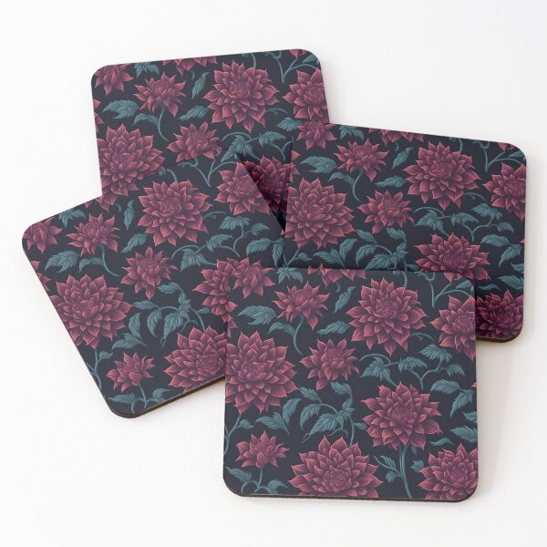 Item preview, Repeating pattern of colorful Flowers of Dahlia in red designed and sold by kiyaansh16.