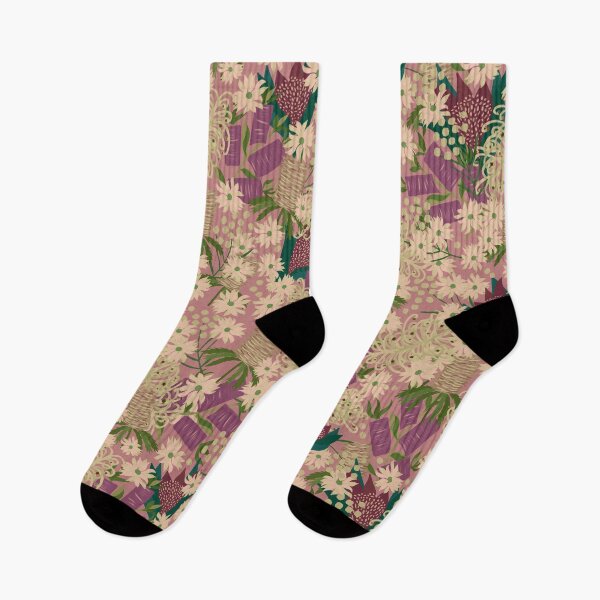 Item preview, Australian Native Flowers - cream and purples -  floral symphony designed and sold by KizzyW.
