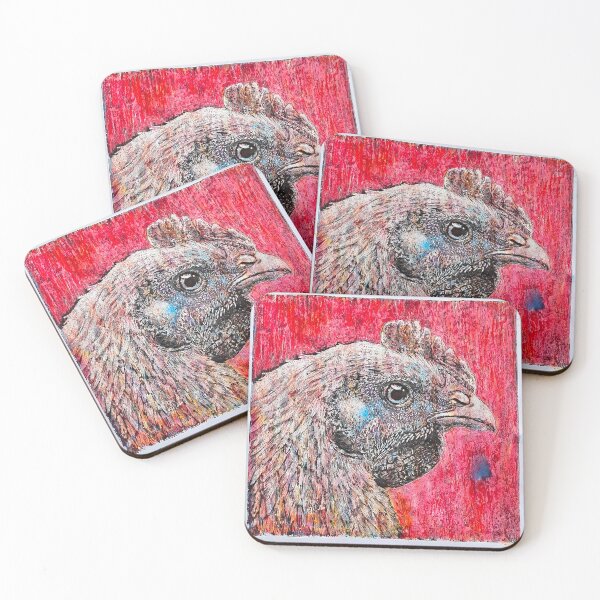 Item preview, Chicken - Hand Drawn Oil and Ink Portrait Art Print designed and sold by HRHildebrand.