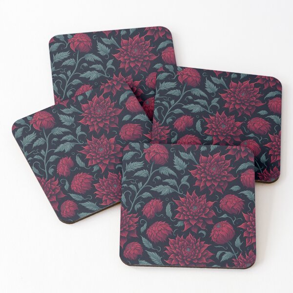 Item preview, Repeating pattern of colorful Flowers of Dahlia in red designed and sold by kiyaansh16.