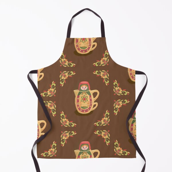Item preview, Russian Doll cup&Kettle, green, yellow, red on brown designed and sold by Nira-Bar.