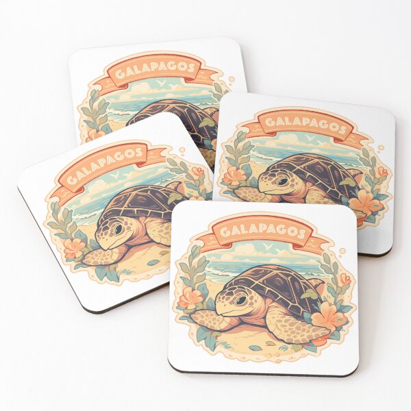 Item preview, Cute Galapagos Tortoise in Galapagos Vintage designed and sold by CozyKawaiiArt.