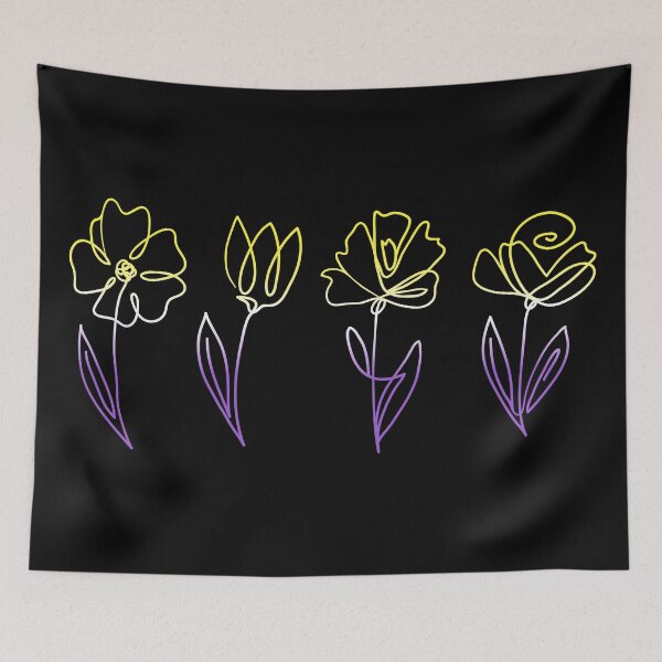 Item preview, Subtle Nonbinary Pride Flowers Nonbinary Flag Line Art Drawing designed and sold by ontrendshirts.
