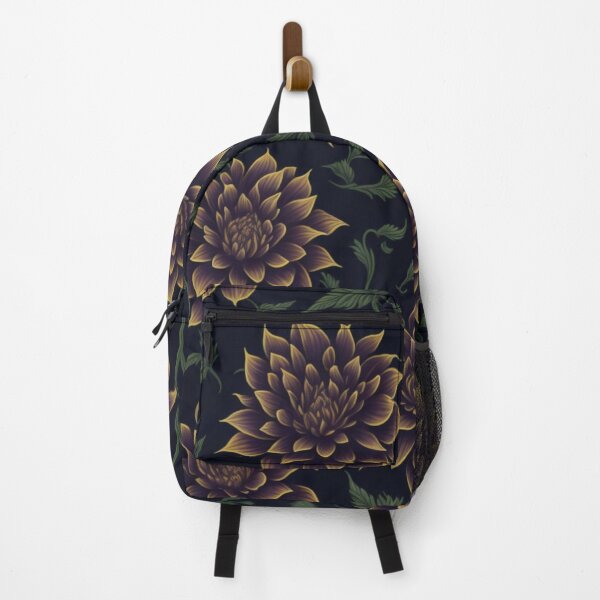 Item preview, repeating pattern of colorful Flowers of Dahlia in saffron designed and sold by kiyaansh16.