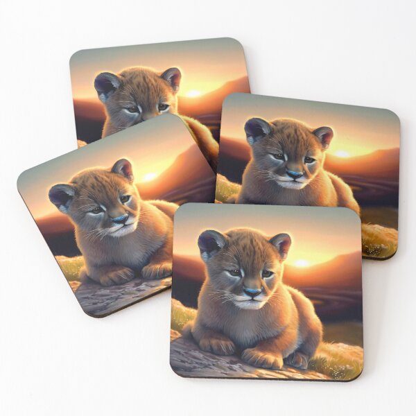 Item preview, "Young Puma at Sunrise: A hyper-realistic painting of a wild animal" designed and sold by CHRIST5000.