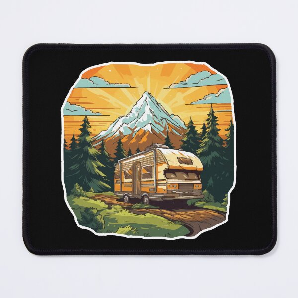 Item preview, Camper Car in the Mountains Cartoon Design designed and sold by Cartoon Island.