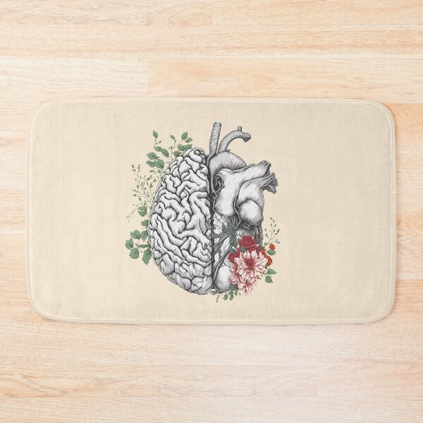 Item preview, half brain half heart, brain or heart and feeling, human heart and brain botanical style designed and sold by Collagedream.