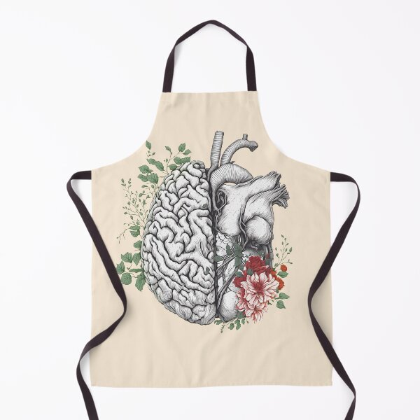 Item preview, half brain half heart, brain or heart and feeling, human heart and brain botanical style designed and sold by Collagedream.
