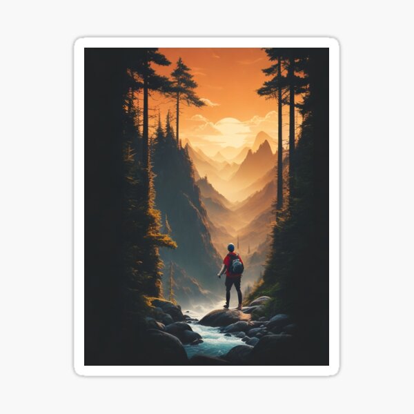 Explore nature at sunset Sticker