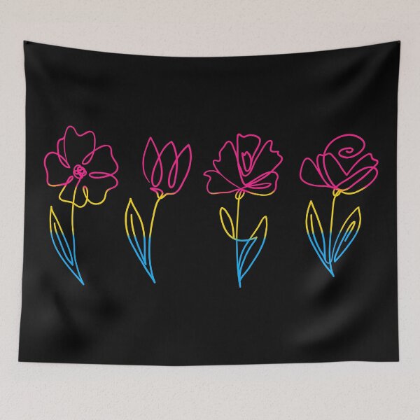 Item preview, Subtle Pansexual Pride Flowers Pansexual Flag Line Art Drawing designed and sold by ontrendshirts.