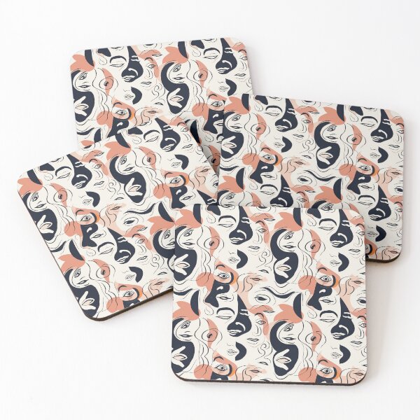 Item preview, Abstract Line Art Faces Pattern designed and sold by Sturdust.