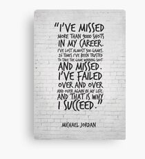 I've missed more than 9000 shots... Michael Jordan Inspirational Quote Canvas Print