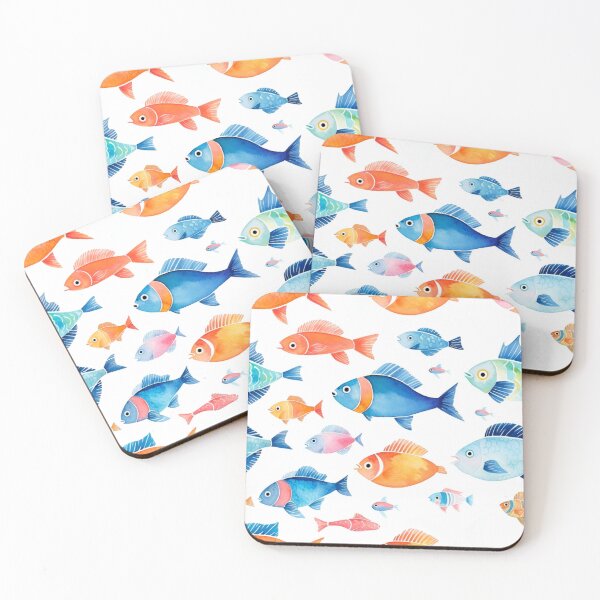 Item preview, Bright watercolour swimming fish shoal  designed and sold by AnOceanWarrior.