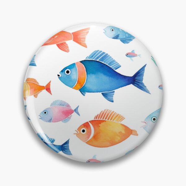Item preview, Bright watercolour swimming fish shoal  designed and sold by AnOceanWarrior.