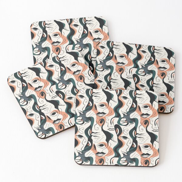 Item preview, Abstract Line Art Faces Pattern designed and sold by Sturdust.