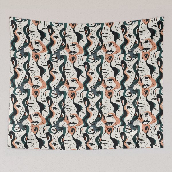 Item preview, Abstract Line Art Faces Pattern designed and sold by Sturdust.