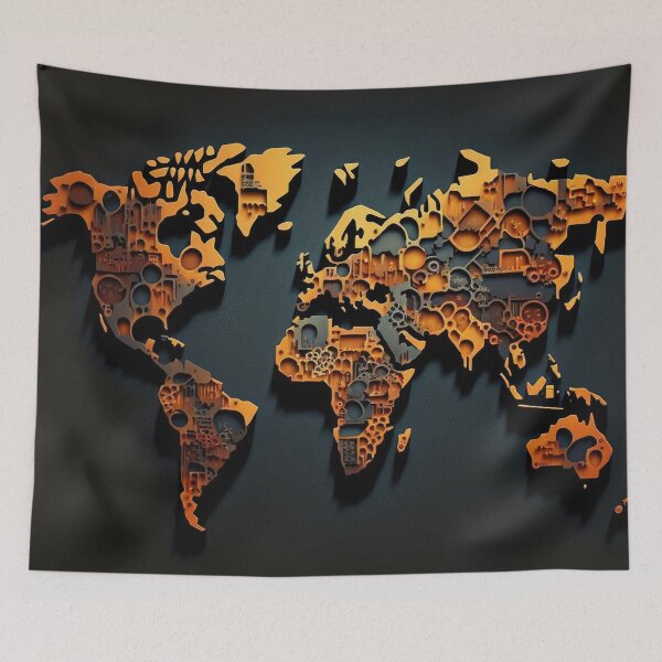 Item preview, World Map Mechanical Borders designed and sold by Map4U.