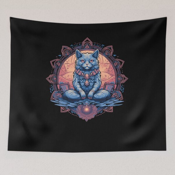 Item preview, meditating cat designed and sold by Dominika Bednarska.