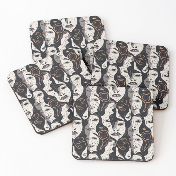 Item preview, Contrast Abstract Continuous Line Faces Pattern designed and sold by Sturdust.