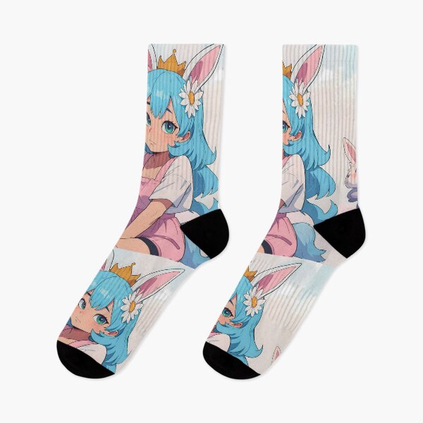 Item preview, Cute Cartoon Girl with Playful Bunny Ears and Pastel Colors designed and sold by ByteyCreatives.