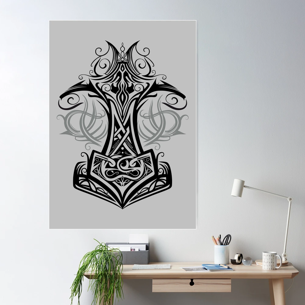 Hammer of Thor Mjolnir Celtic knot, Scandinavian Viking style ornament.  Hand drawing set. Isolated vector illustration Stock Vector Image & Art -  Alamy