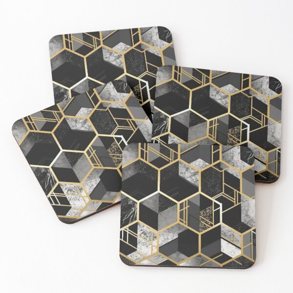 Artikelvorschau, Geometric Hexagonal Form Background in Gold Black White entworfen und verkauft von PhieoAlex.