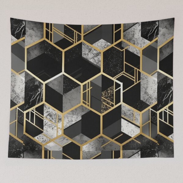 Artikelvorschau, Geometric Hexagonal Form Background in Gold Black White entworfen und verkauft von PhieoAlex.