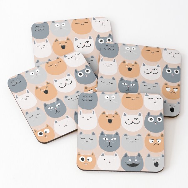 Item preview, Cute Cat Faces On Pale Orange Background designed and sold by Julia Sol.