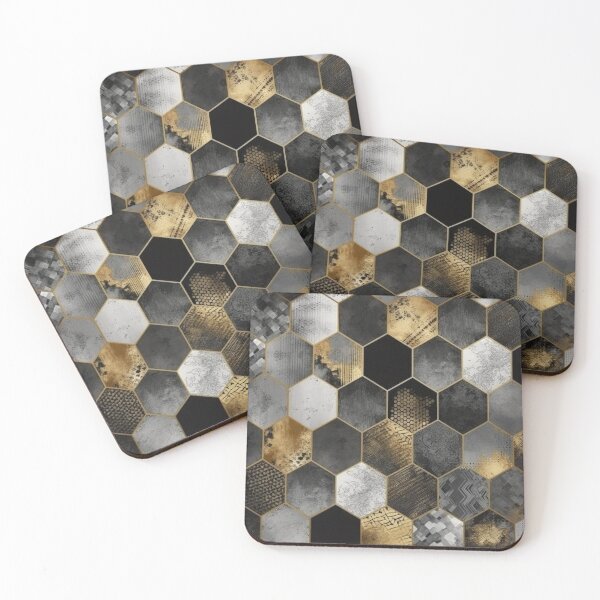 Artikelvorschau, Geometric Hexagonal Form Background in Gold Black White entworfen und verkauft von PhieoAlex.