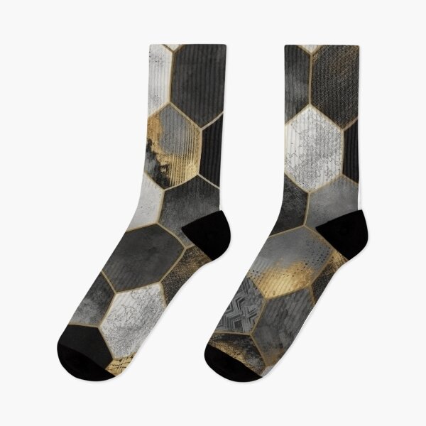 Artikelvorschau, Geometric Hexagonal Form Background in Gold Black White entworfen und verkauft von PhieoAlex.