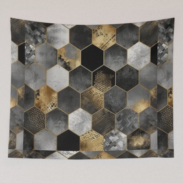 Artikelvorschau, Geometric Hexagonal Form Background in Gold Black White entworfen und verkauft von PhieoAlex.
