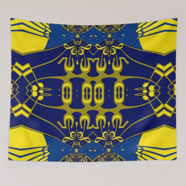 Item preview, *Attractive yellow and blue abstract music - An Alien musician in a cosmic geometric space  art music notes - Great Gift for musicians, pianists, guitarists, and music lover* designed and sold by Ralek.