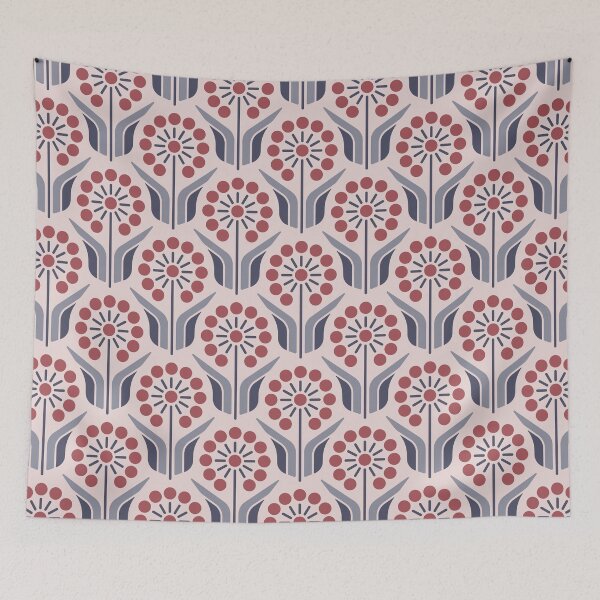 Item preview, KF 0026 D - Retro Vintage Flowers Minimalist 70s Modern Geometric Floral Pattern designed and sold by KhakiFinch.