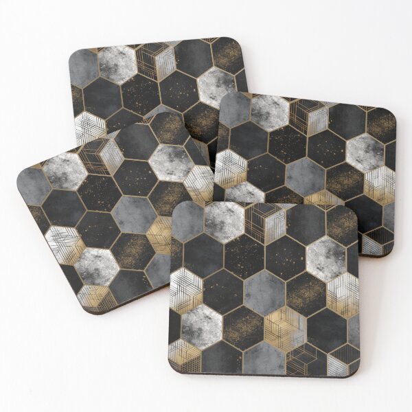 Artikelvorschau, Geometric Hexagonal Form Background in Gold Black White entworfen und verkauft von PhieoAlex.